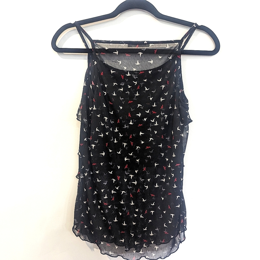 Black white and red sheer tank top. Small